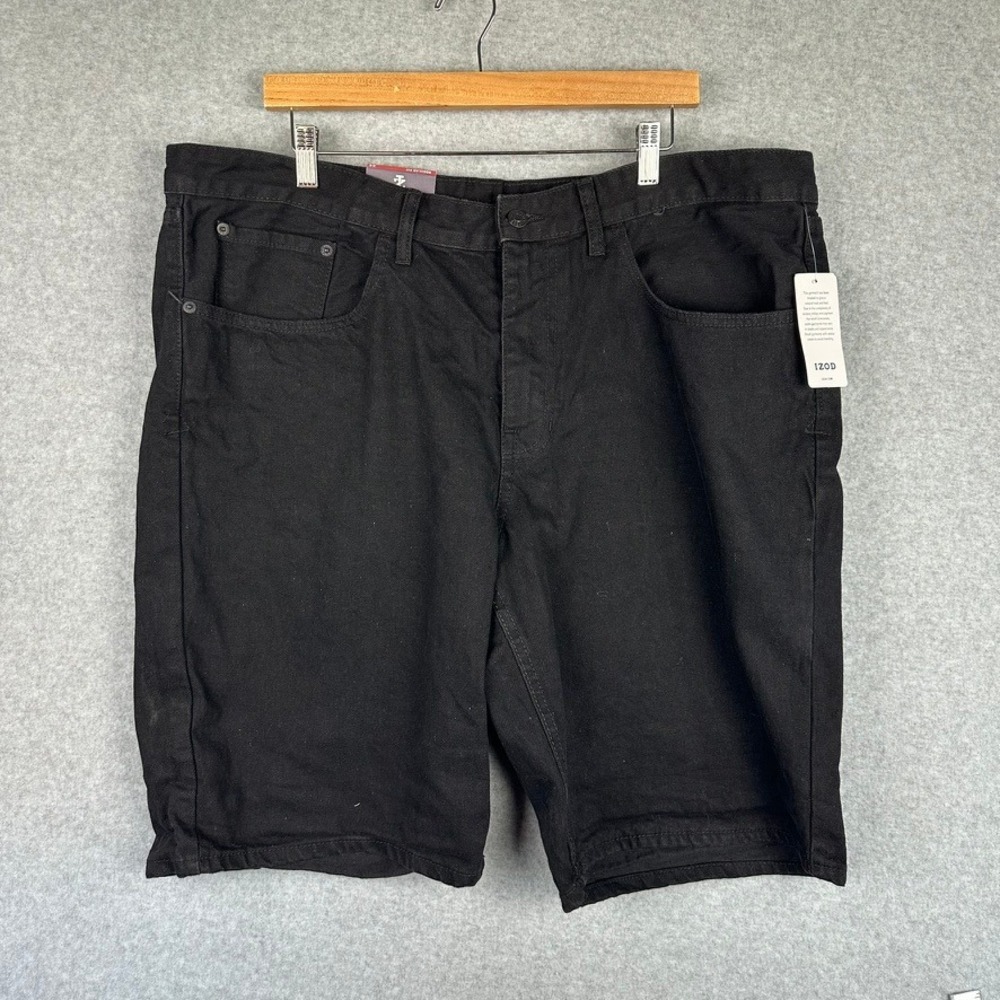 IZOD Men's Black Regular Fit Jorts Size 42 Waist Cotton‎